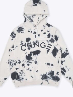 CHNGE XL Cream & Black “Cookies & Cream”Tie-Dye Logo Pullover Hoodie. EUC!